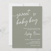 Sage Green Boho Minimalistisch Baby Dusche Einladung (Vorderseite)