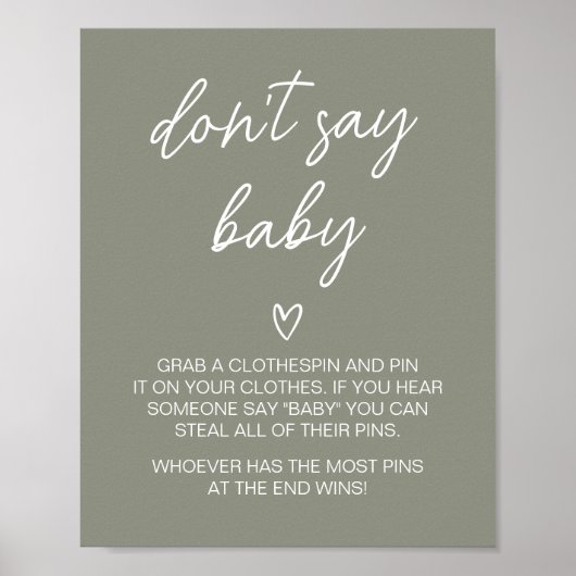 Sage Green Boho Minimalistisch Sage Baby nicht Poster (Vorne)