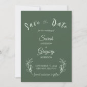Sage Green Boho Minimalistisch Save the Date Karte (Vorderseite)