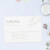 Sage Green Boho Minimalistisch Wedding RSVP Karte