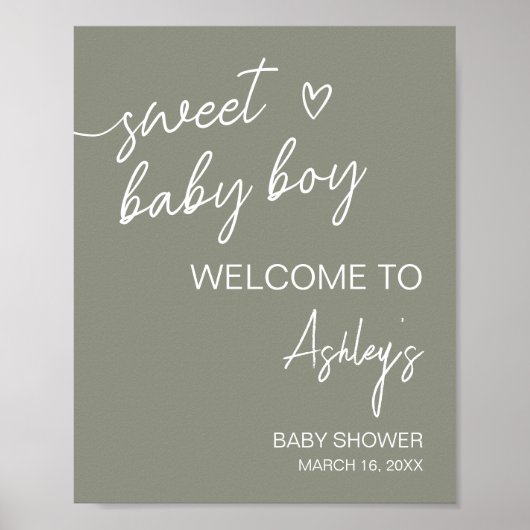 Sage Green Boho Minimalistisch Willkommen Poster (Vorne)