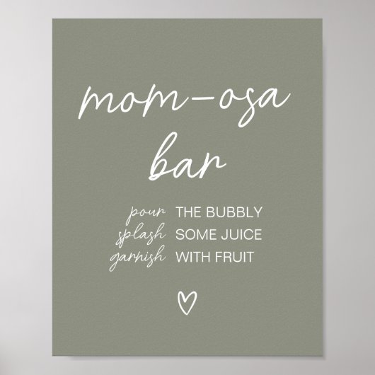 Sage Green Boho Minimalistische Mama Osa Bar Poster (Vorne)