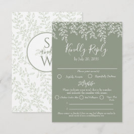 Sage Green Boho Moderne Elegante Botanische Hochze RSVP Karte
