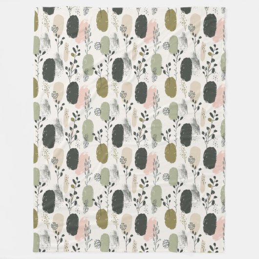 Sage Green Boho Muster Fleecedecke (Vorderseite)