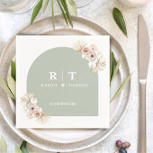 Sage Green Boho Pampas Elegant Wedding Minimalisti Serviette