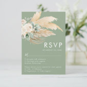 Sage Green Boho Pampas Grass RSVP Karte (Stehend Vorderseite)