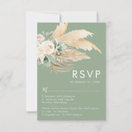 Sage Green Boho Pampas Grass RSVP Karte