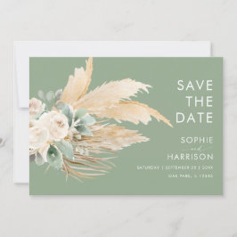 Sage Green Boho Pampas Grass Save the Date Einladung