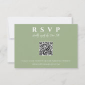 Sage Green Boho QR Code Online Fun Hochzeit RSVP Karte (Vorderseite)