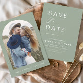 Sage Green Boho Save the Date Foto Minimalistisch