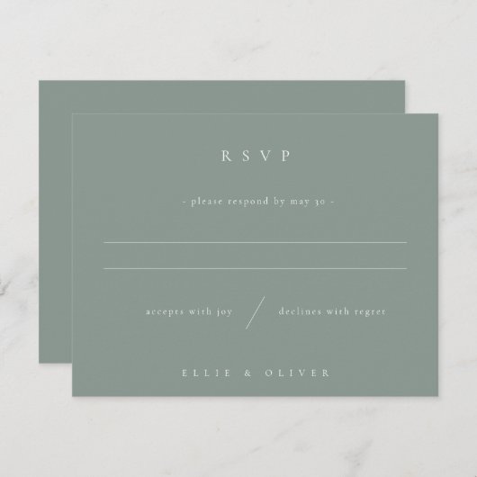 Sage Green Boho Wedding Modern RSVP Karte (Vorne/Hinten)