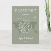 Sage Green Boho Wedding Passport Karte QR Code (Vorderseite)