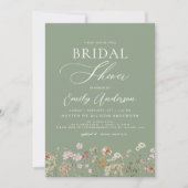 Sage Green Boho Wildblume Brautparty Script Einladung (Vorderseite)