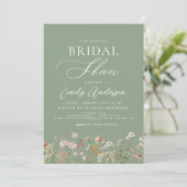 Sage Green Boho Wildblume Brautparty Script Einladung (Stehend Vorderseite)