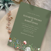 Sage Green Boho Wildblume Hochzeit Einladung