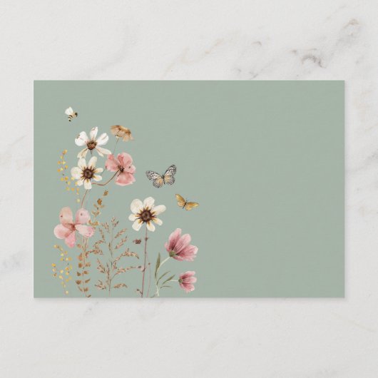 Sage Green Boho Wildblume Meadow Diaper Raffle Begleitkarte (Rückseite)