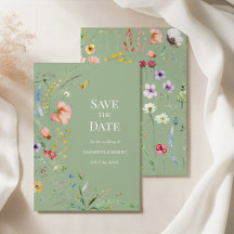 Sage Green Boho Wildblume Save the Date Karte