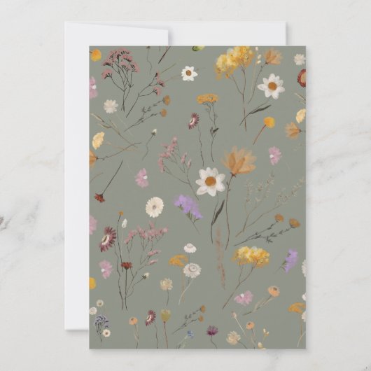 Sage Green Boho Wildblume Tischnummer Cards (Rückseite)