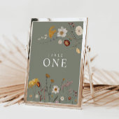 Sage Green Boho Wildblume Tischnummer Cards