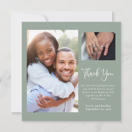 Sage Green Boho Wildblume Wedding Danke Einladung (Vorderseite)