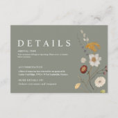 Sage Green Boho Wildblume Wedding Details Card Begleitkarte (Vorderseite)
