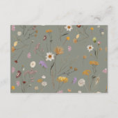 Sage Green Boho Wildblume Wedding Details Card Begleitkarte (Rückseite)