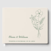 Sage Green Boho Wildblumen Rustikale Hochzeit Gästebuch (Vorderseite)