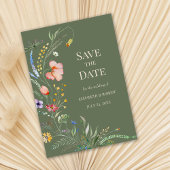 Sage Green Boho Wildblumen Save the Date Karte