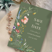 Sage Green Boho Wildblumen Save the Date Karte