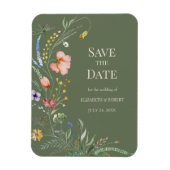 Sage Green Boho Wildblumen Save the Date Karte Magnet (Vertikal)