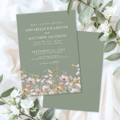 Sage Green Boho Wildflower Wedding Einladung
