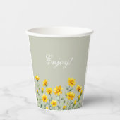 Sage Green Boho Yellow Wildblume Brautparty Pappbecher (Vorderseite)