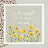 Sage Green Boho Yellow Wildblume Brautparty Serviette