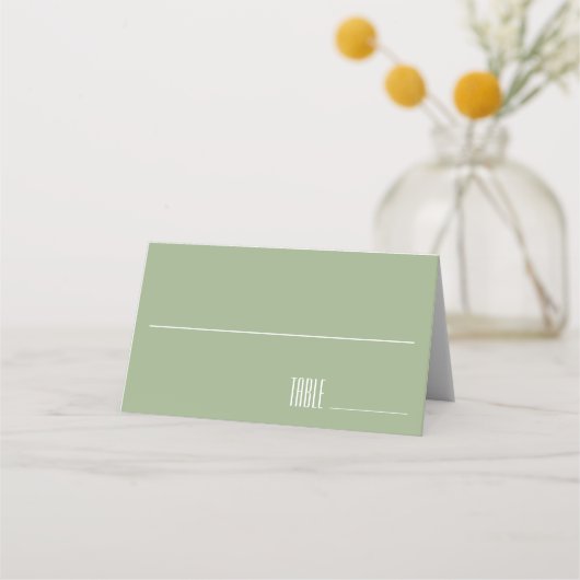 Sage Green Bold Elegante Simple Wedding Platzkarte (Vorderseite)