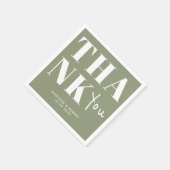 Sage Green Bold Minimalistisch Danke für Hochzeit Serviette (Ecke)