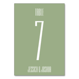 Sage Green Bold Minimalistisch Simple Modern Weddi Tischnummer