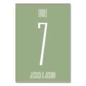 Sage Green Bold Minimalistisch Simple Modern Weddi Tischnummer (Vorderseite)