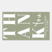 Sage Green Bold Simple Dankeschön Gastgeschenk Hoc Rechteckiger Aufkleber (Vorderseite)