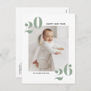 Sage Green Bold Typografy 2025 New Year Foto Feiertagspostkarte