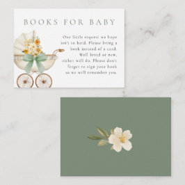 Sage Green Books for Baby Card Vintage Pram Shower Begleitkarte