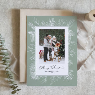 Sage Green Botanic Frame Foto Weihnachten