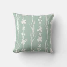 Sage Green Botanic Print Farmhouse Style Kissen