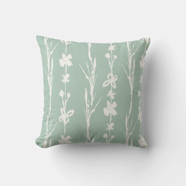 Sage Green Botanic Print Farmhouse Style Kissen (Vorderseite)