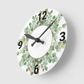 Sage Green Botanic White Gold WALL CLOCK Runde Wanduhr (Winkel)