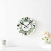 Sage Green Botanic White Gold WALL CLOCK Runde Wanduhr (Zuhause)