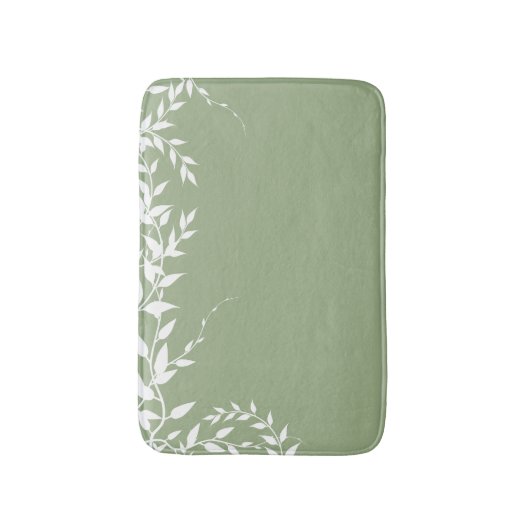 Sage Green Botanical Blätter Badematte (Vorderseite Vertikal)