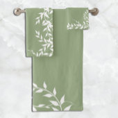Sage Green Botanical Blätter Badhandtuch Set