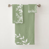 Sage Green Botanical Blätter Badhandtuch Set (Insitu)
