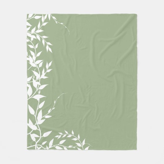 Sage Green Botanical Blätter Fleecedecke (Vorderseite)