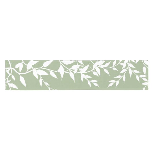 Sage Green Botanical Blätter Kurzer Tischläufer (Horizontal)